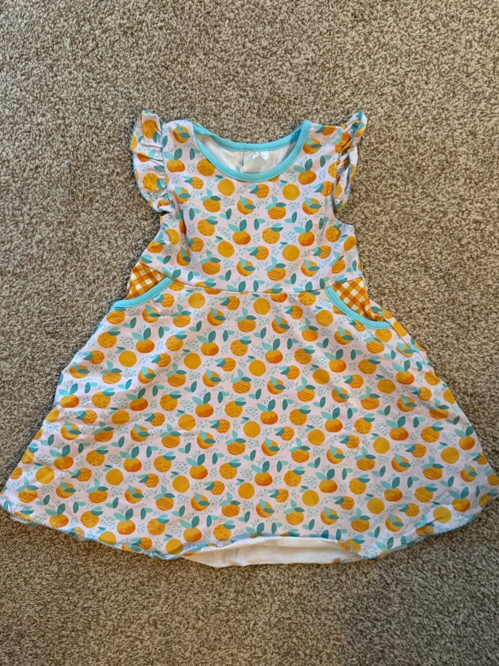 Stitchy Fish Dress with Oranges, Size 3T